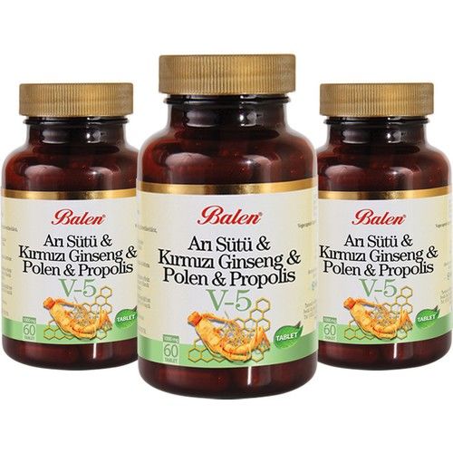 Balen (V5) Arı Sütü & Kırmızı Ginseng & Polen & Propolis Tablet x 3 Adet