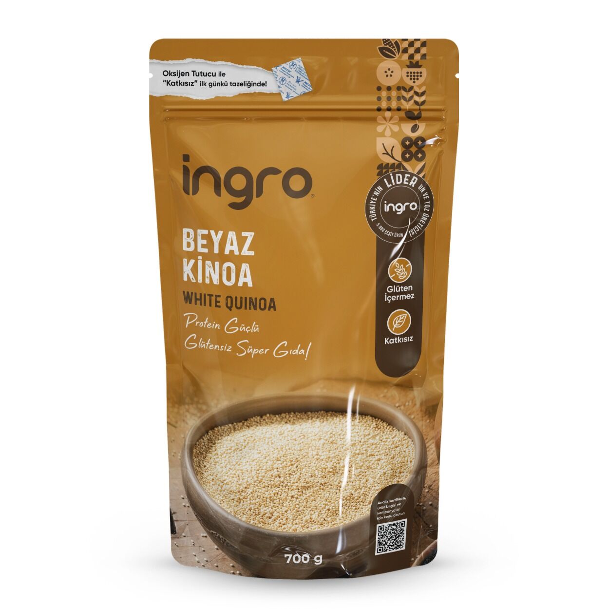 Ingro Glutensiz Beyaz Kinoa 700 G