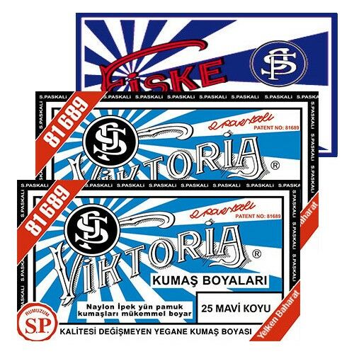 Viktoria Kumaş Boyası Mavi Koyu 2Pk+Fiske Sabitleme 1Pk