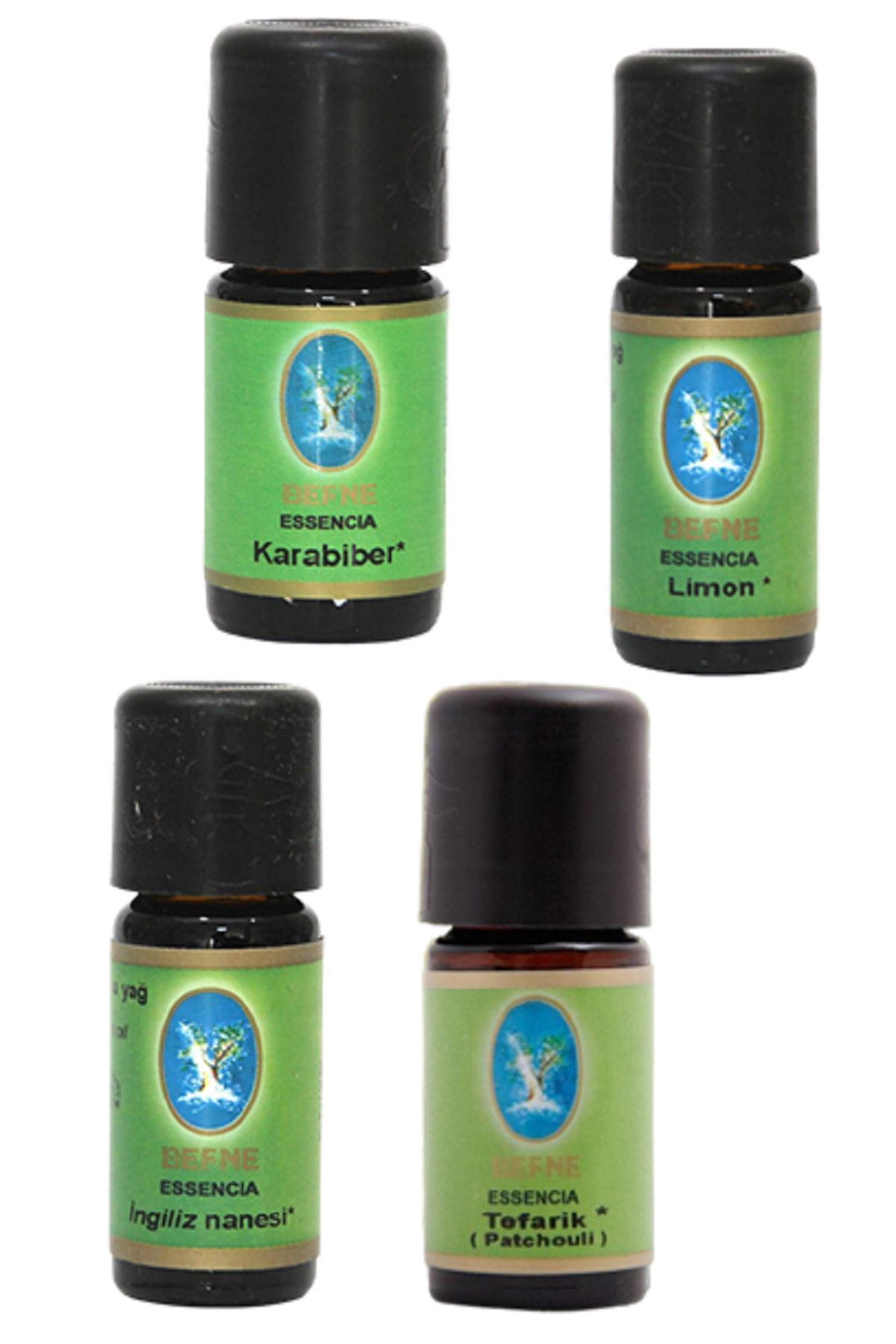 4 Lü Defne Organik Yağ; Limon 5ml, Tefanik 5ml, Ingiliz Nanesi 5ml, Karabiber 5ml