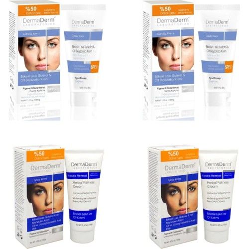 Dermaderm Leke Giderici Beyazlatıcı Gündüz Gece Bakım Kremi Seti (3 Aylık)